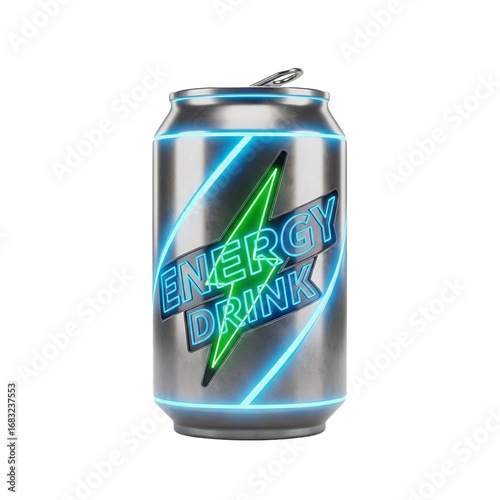 3d icon of Energy drink can glowing isolated 