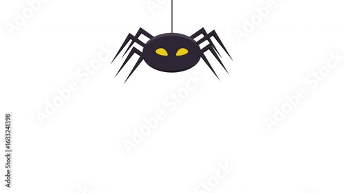 Halloween Flat Spider Element on Transparent Background, Alpha Channel