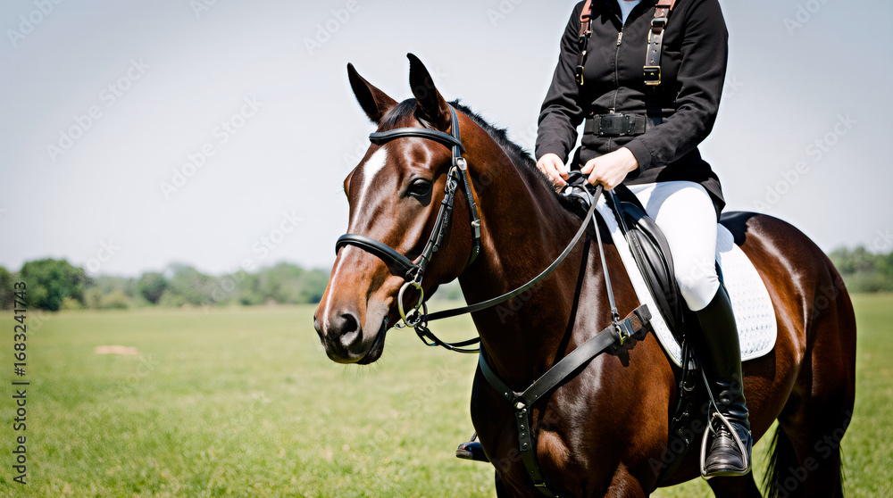 Obraz premium Equestrian Sports with Bay Horse in Natural Light