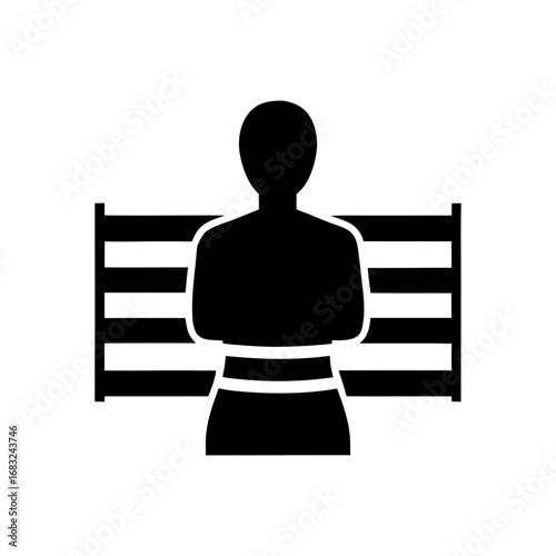 Lone Figure Against Minimalist Fence in High-Contrast Black and White Symbolizing Isolation