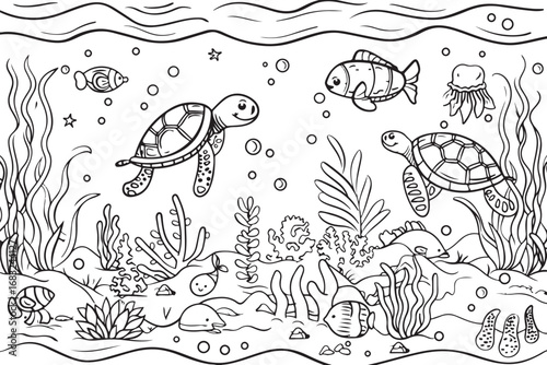 Wallpaper Mural Aquatic Scene Coloring Page Bundle Torontodigital.ca