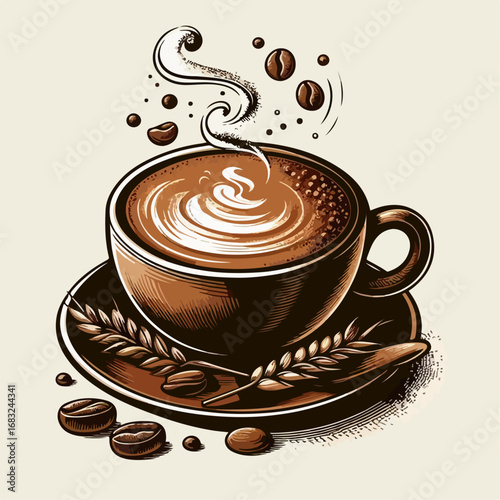 premium design vector illustration of cappuccino coffee