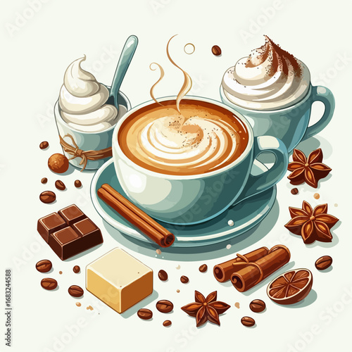 vector illustration of cappuccino coffee