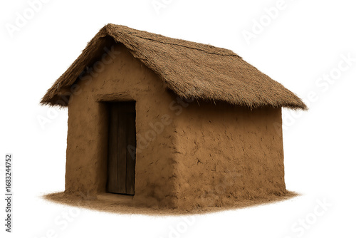 Thatched Mud Hut Isolated on Transparent Background
