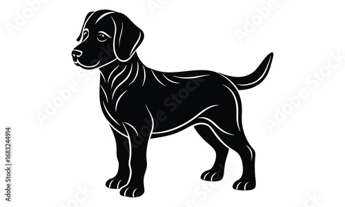 Cooper dog t shirt design silhouette and vector line art, detailed illustration for relaxation and stress relief, perfect for adult coloring books, printable art therapy activities.