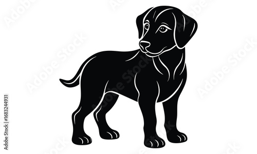 Cooper dog t shirt design silhouette and vector line art, detailed illustration for relaxation and stress relief, perfect for adult coloring books, printable art therapy activities.