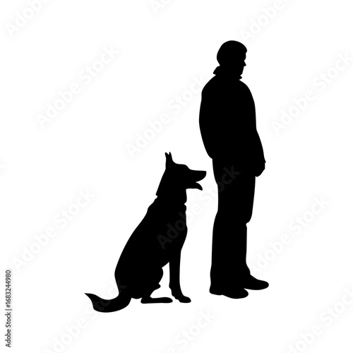 German Shepherd and Handler Silhouette at Sunset � Loyalty, Companionship and Trust