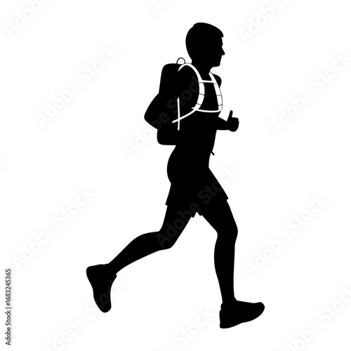 Runner Silhouette Sprinting Across Martian Desert Dawn � Futuristic Endurance on Red Planet