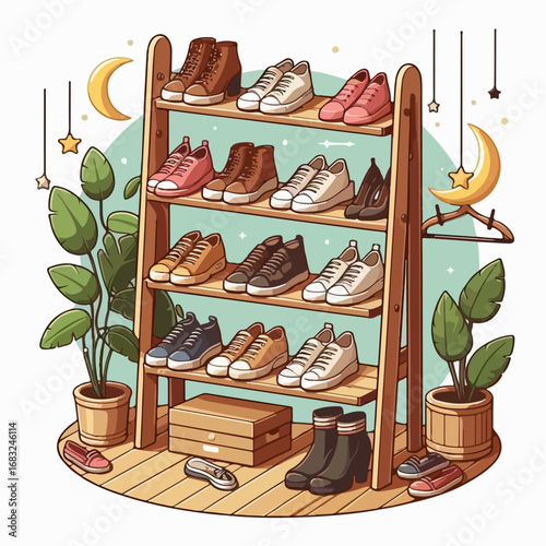 vector illustration of shoe rack