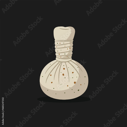 “Herbal Compress Ball Vector Illustration on Dark Background