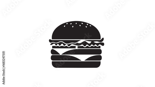 Delicious burger illustration with vibrant colors and classic fonts