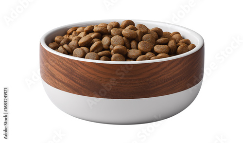 Pet Food Bowl With Wood Grain Design dog food cat food isolated on a transparent background