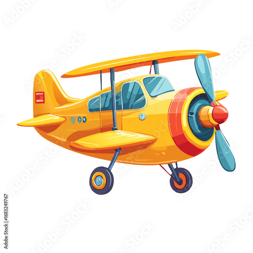 Charming Yellow Biplane Illustration A Whimsical Aircraft for Aviation Enthusiasts