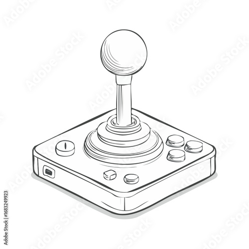 Retro arcade joystick controller for vintage video games isometric drawing