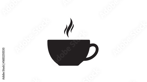 Classic coffee cup illustration with steam and simple background