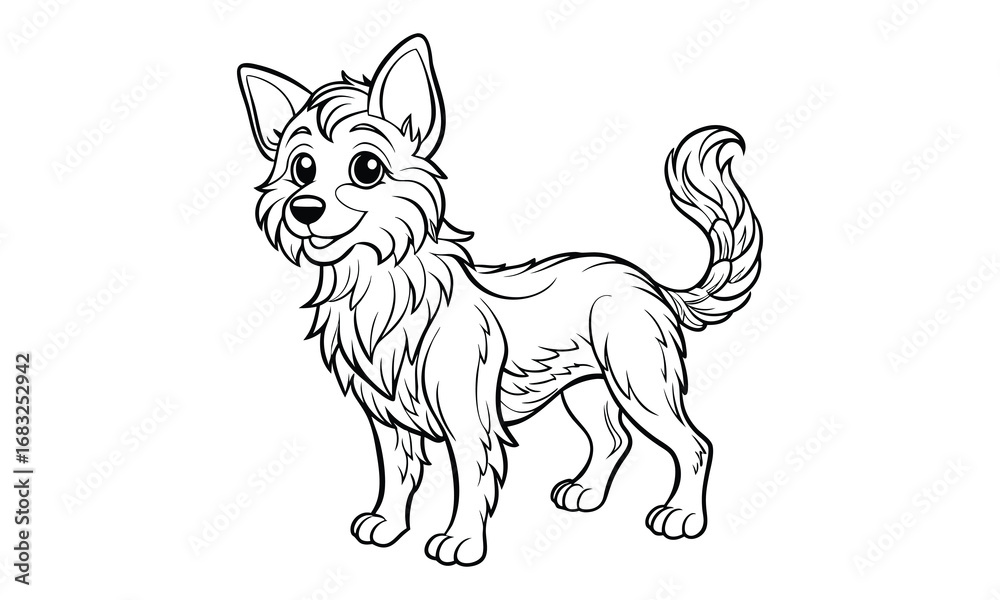 Obraz premium Molly dog Kids silhouette and vector line art t shirt design, intricate detailed drawing, adult coloring pages, printable art for stress relief and relaxation, high-quality illustration.