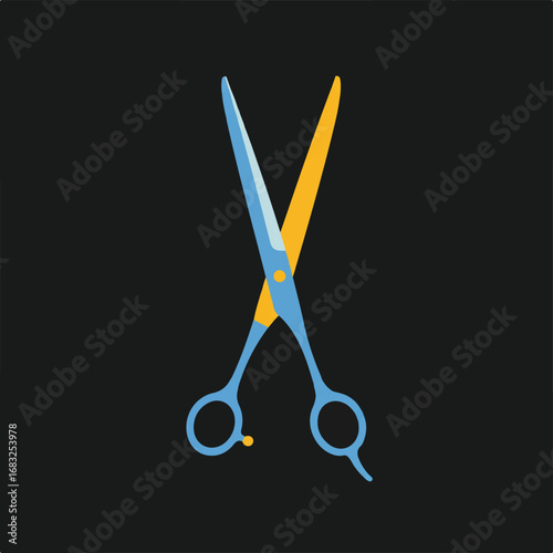 Hair Cutting Scissors Vector Illustration on Dark Background