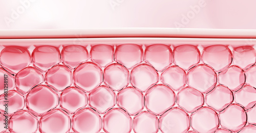 3D visualization of skin layer with hydrated collagen cells. Perfect for anti-aging, skincare ingredient, or elasticity boosting visuals.