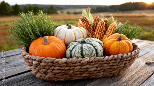 Wallpaper Mural Autumn harvest display with pumpkins and corn Torontodigital.ca