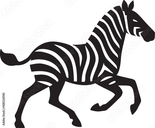 black and white zebra running clip art preview