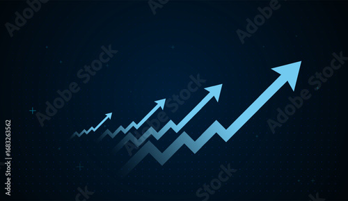 The Growth Arrows concepts with blue upward arrows vector, illustration and Light Arrows Blue Growing up For Business and Financial Up trend Arrows design