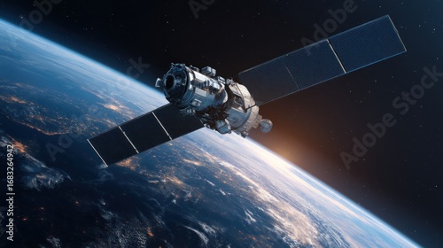 Satellite orbiting earth