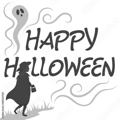 Happy Halloween Ghostly Smoke Typography Vector – Spooky Transparent Text. Perfect for: haunted house flyers, ghost tours, paranormal event posters
