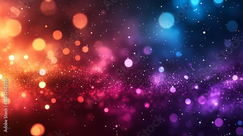 Celestial Symphony: An abstract and mesmerizing illustration of cosmic dust and glittering bokeh, a symphony of colors evoking the grandeur and mystery of the cosmos.