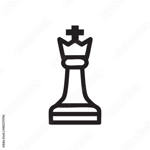A line drawing of a chess king piece.