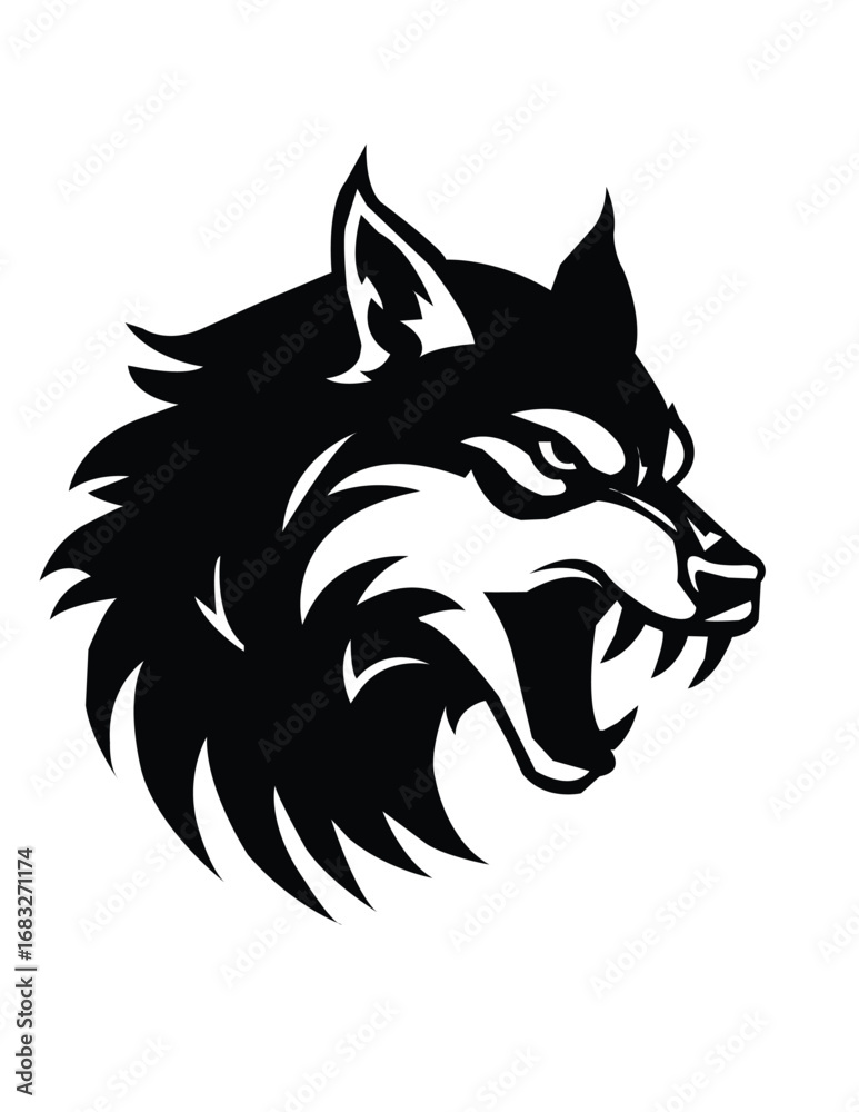 Obraz premium wolf head vector white and black