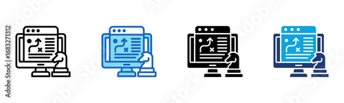 Online Strategy icon Multi Style Vector Illustration
