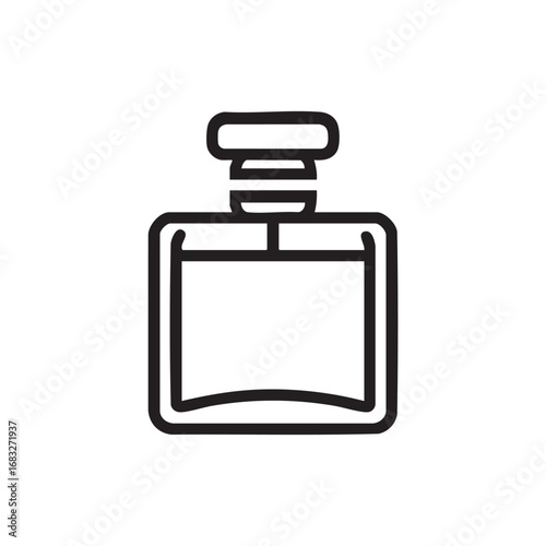 A simple line drawing of a perfume bottle.