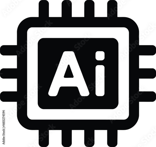 Stylized icon of a microchip with ai text inside