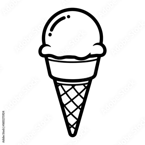 Minimalistic ice cream cone vector, ideal image to give a cool, fresh, smart theme to user interfaces, app icons, logos or infographics.