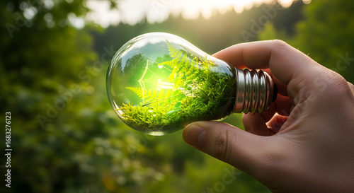 Bohlam dengan Konsep Energi Hijau, Light Bulb with Green Energy Concept