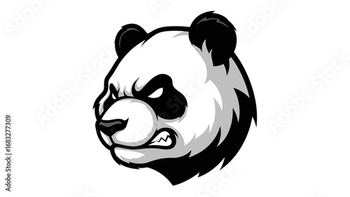 Aggressive panda mascot head emblem design. Vector graphic illustration for a team logo