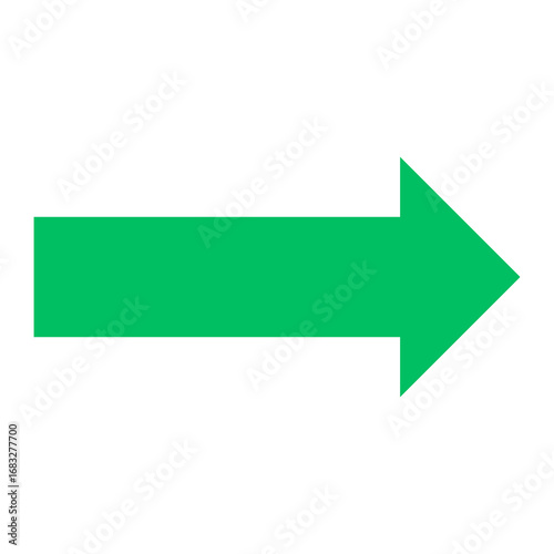 green arrow pointing towards the right on white background