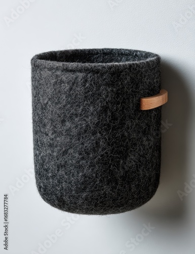 Dark gray felt storage container with handle