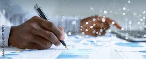 Person Analyzing Data with Pen