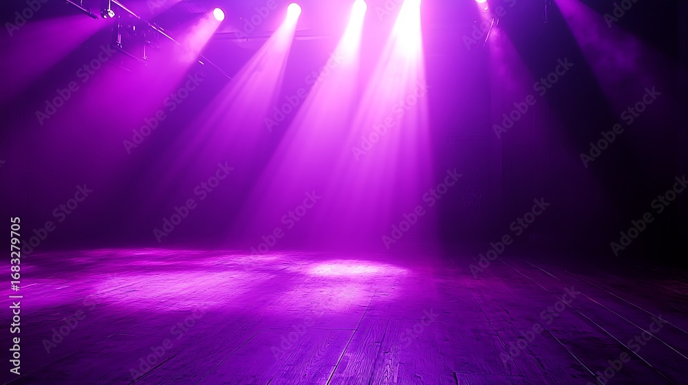 Obraz premium Stage fog illuminated with purple lights high resolution picture
