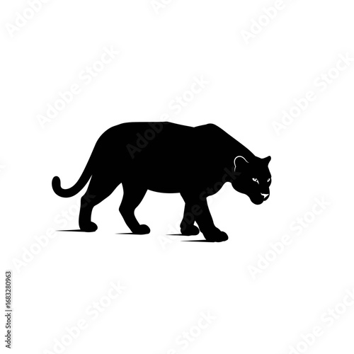 Panther prowling low to the ground - simple silhouette icon.
