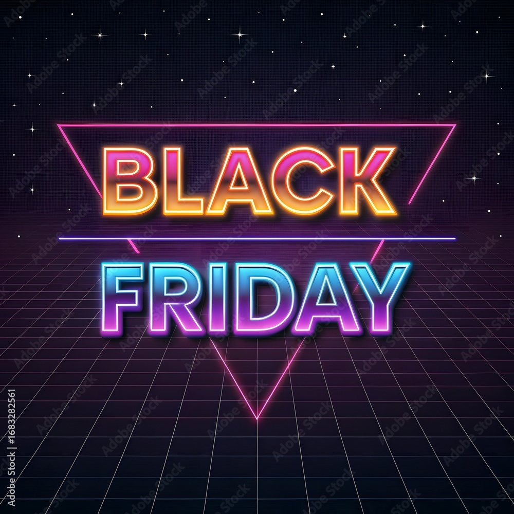 Obraz premium Black Friday Sale offer, Black Friday, Black Friday advertisement, black friday sale banners, Black Friday Sale illustration in neon style.