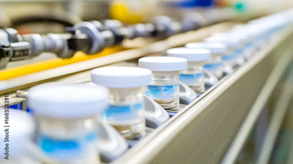Obraz premium Vials on a Pharmaceutical Production Line