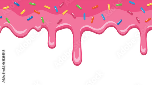 "Pink Frosting with Colorful Sprinkles Dripping"