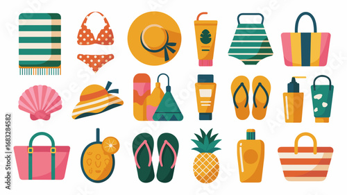 Vector art of summer beach accessories vector 