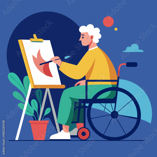 elderly woman in wheelchair with a cane