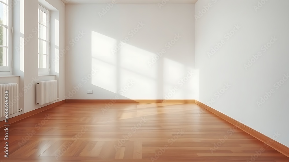 Fototapeta premium A serene minimalist living room corner with wooden accents, showcasing simplicity and elegance.
