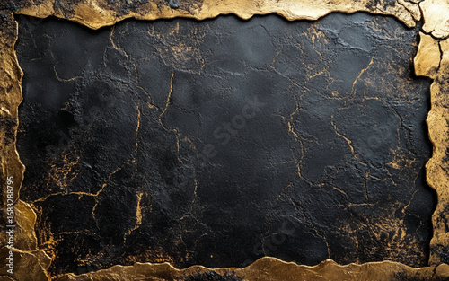 Black Cement Texture with Gold Vein Details – Abstract Luxury Background