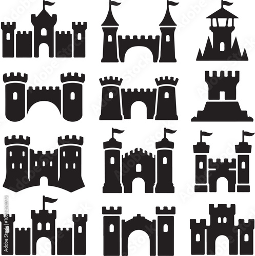 Medieval Castle Silhouettes Collection For Fantasy And History fortress stronghold
