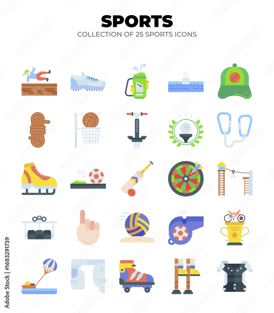 Obraz premium Collection of 25 Sport Icons. Colorful Flat Design